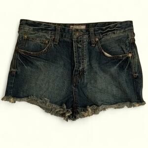 Free People Cut Offs frayed Hem Jean Shorts Dark Wash Size 28